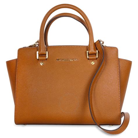 michael kors selma leather satchel bag tan|Michael Kors selma medium satchel.